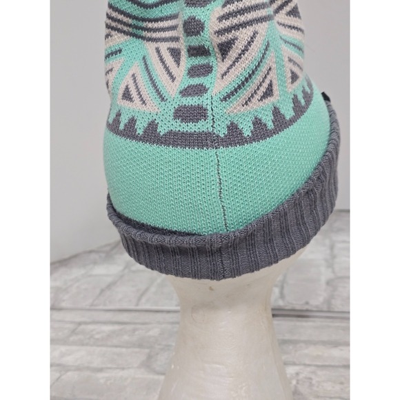 Patagonia Kids Powder Town Beanie Snow Beam Nouveau Green One Size - Picture 4 of 9